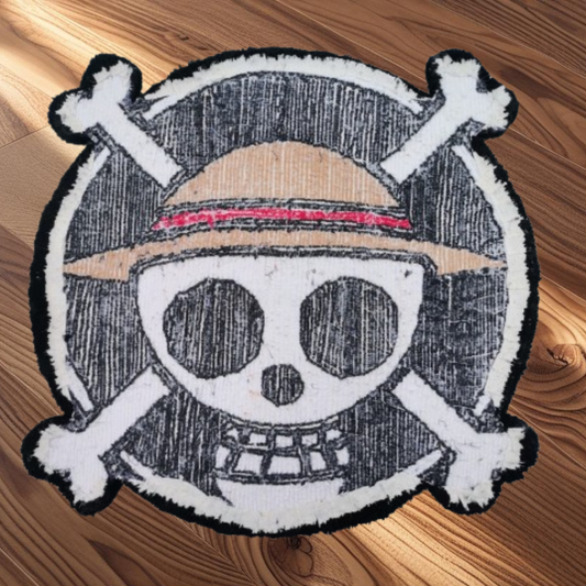 Straw Hat Pirates One Piece Rug - Jolly Roger Tufted Decor