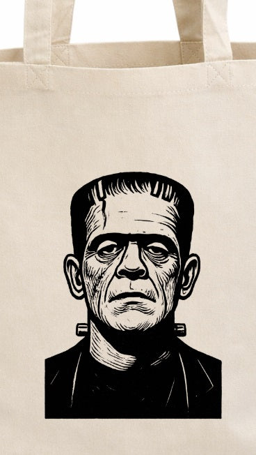 Hand-Printed Frankenstein Tote Bag