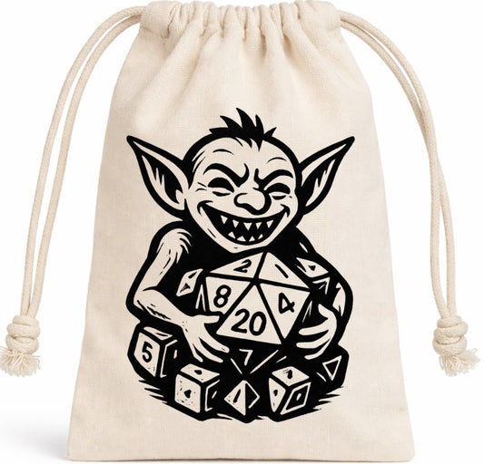 Hand-Printed Goblin Dice Bag