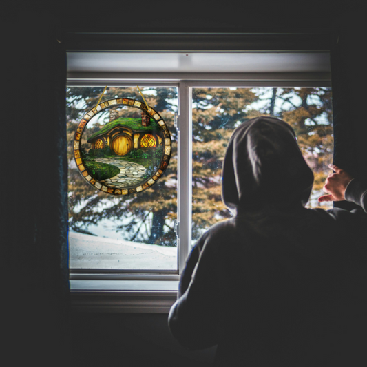 Lord of the Rings Hobbit Hole Suncatcher - LOTR Shire Cottage 20cm