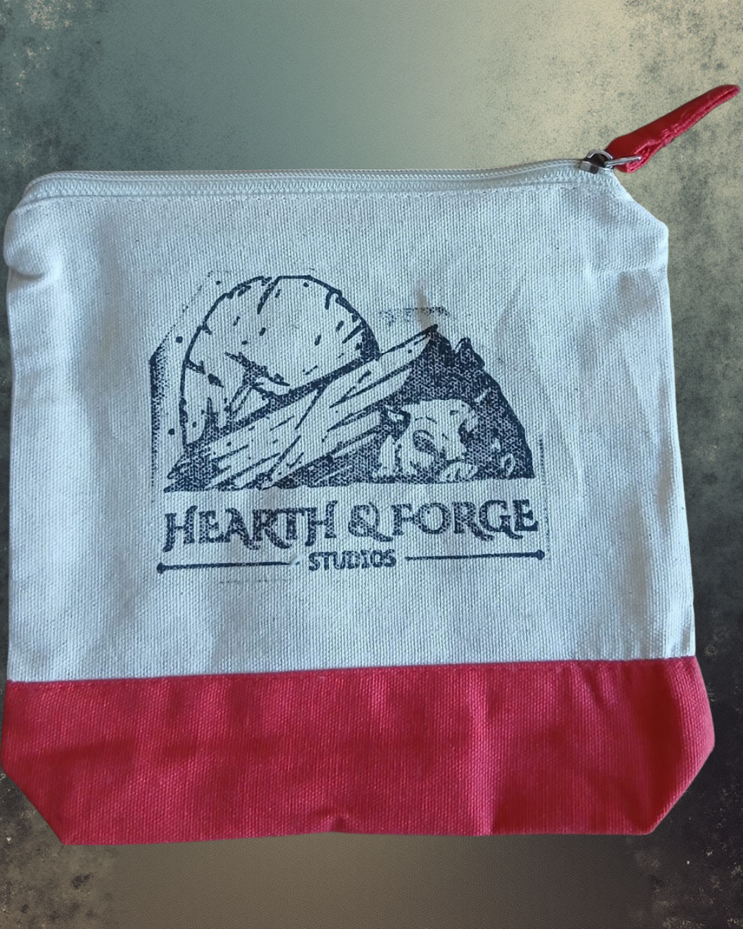 Hand-Printed Bat Cosmetic Bag Red