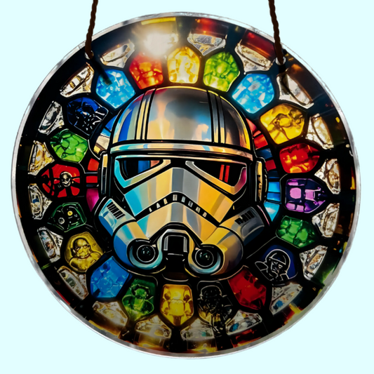 Star Wars Stormtrooper Suncatcher - Stained Glass Style Window Art 15cm