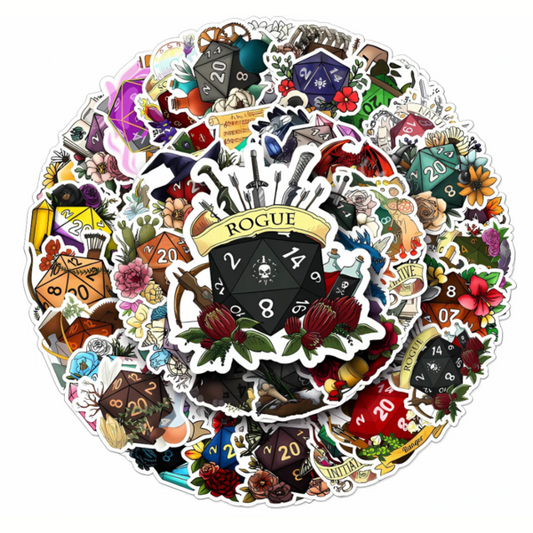 D20 Gaming Dice Stickers - RPG Fantasy Blind Pack 5 Set