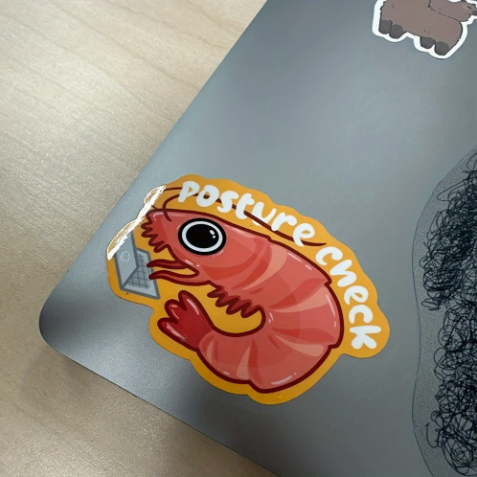 Posture Check Shrimp Sticker - Un-Shrimp Yourself Reminder
