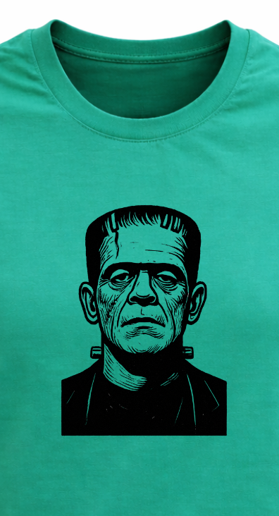 Linocut Frankenstein T-Shirt | Horror Block Print Tee by Bangarang Crafts
