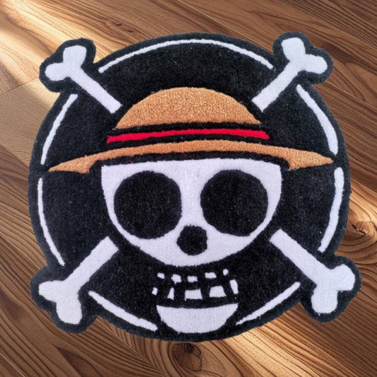 Straw Hat Pirates One Piece Rug - Jolly Roger Tufted Decor