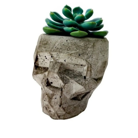 Skull Cement Planter - Mini Gothic or Upsized Weighted Pot