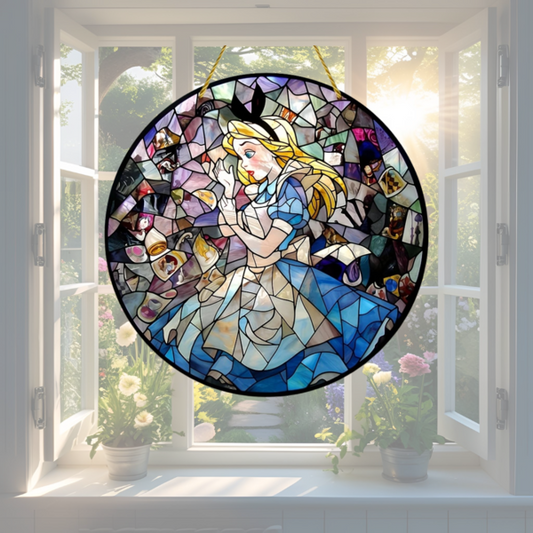 Alice in Wonderland Suncatcher - Stained Glass Style Window Art 15cm