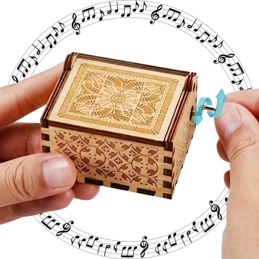 Lord of the Rings Hand Crank Music Box - Engraved Wood LOTR Gift