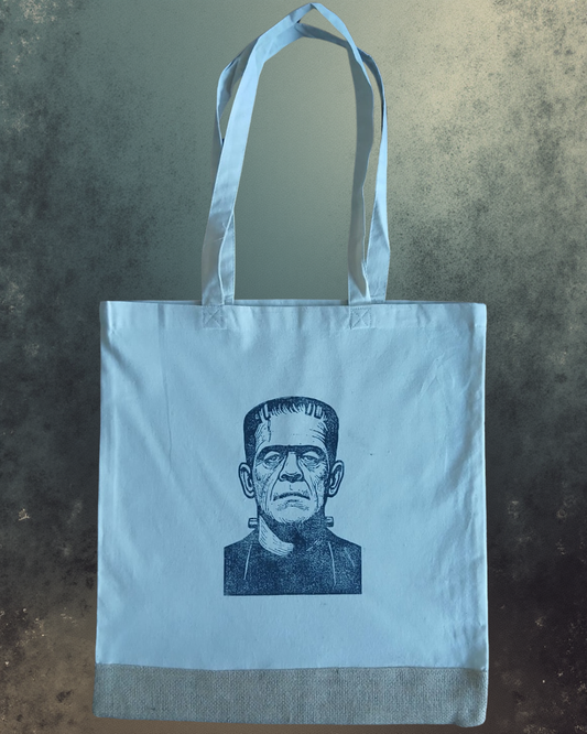 Hand-Printed Frankenstein Tote Bag