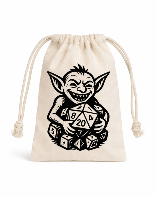 Hand-Printed Goblin Dice Bag