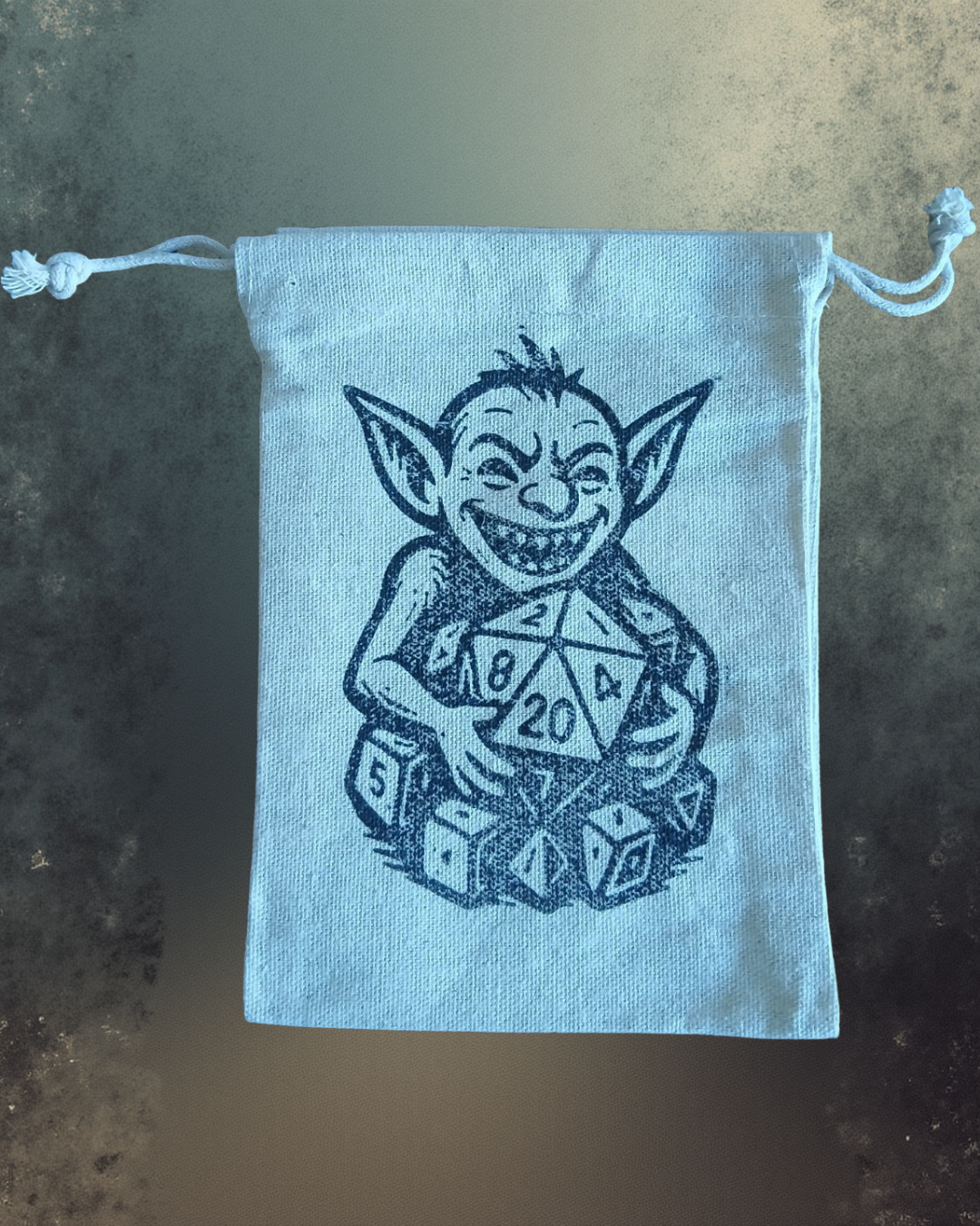 Hand-Printed Goblin Dice Bag