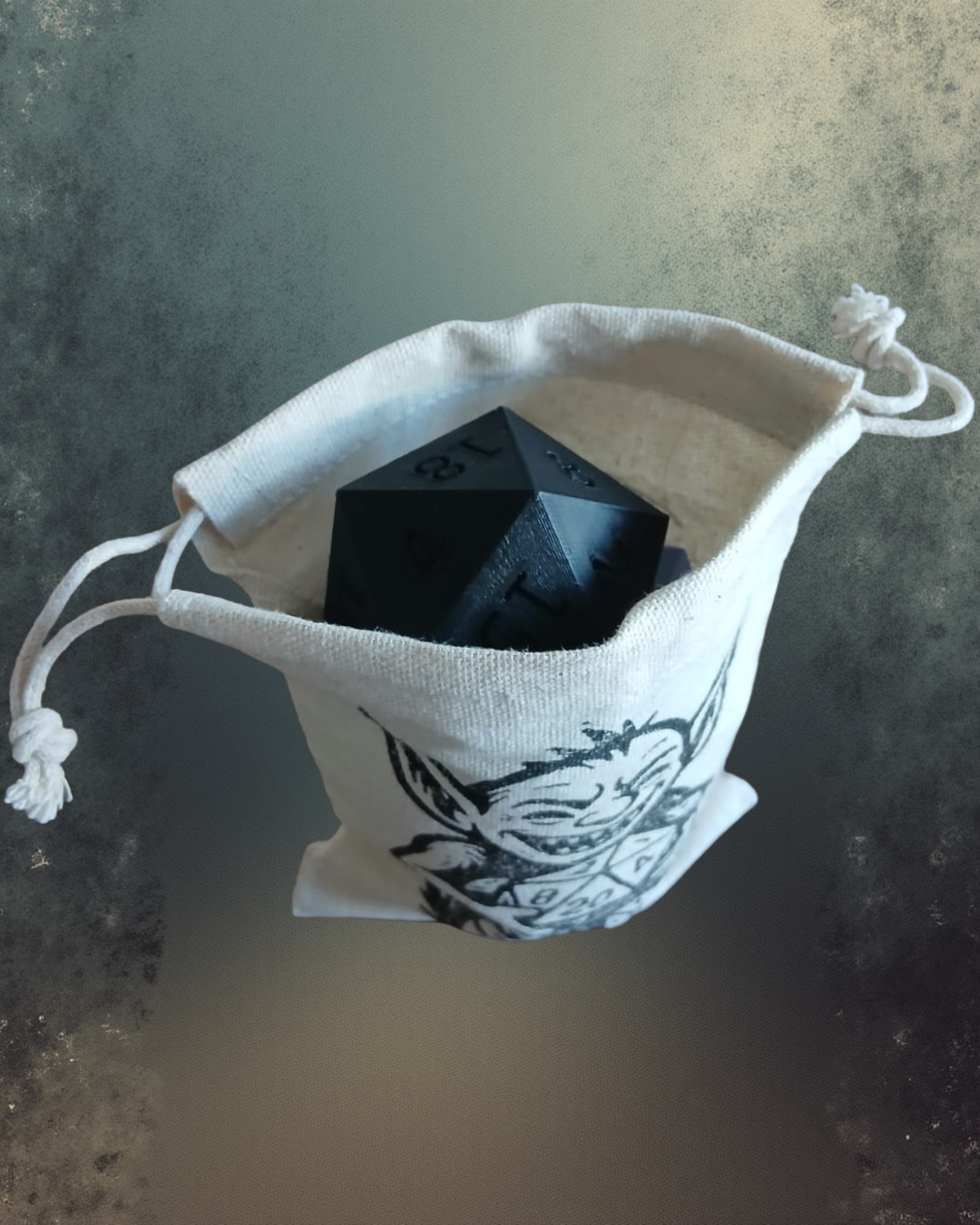 Hand-Printed Goblin Dice Bag