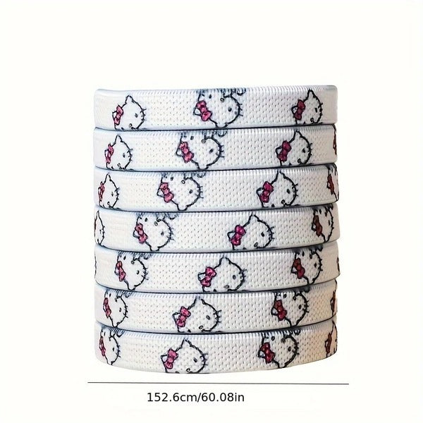 Hello Kitty Printed Shoelaces Pair - 1.5cm Wide Sanrio Character Hi-Top Compatible Laces