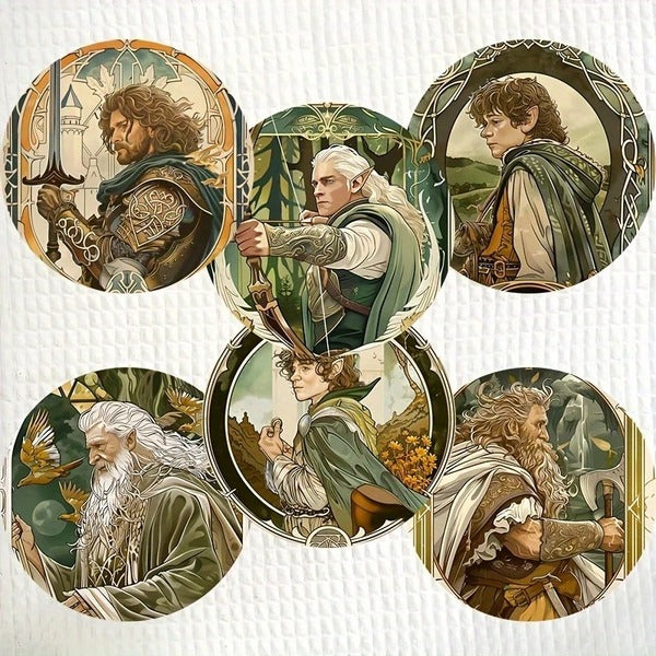 Lord of the Rings Wooden Coasters Set - 6 Pack LOTR Character & Items
