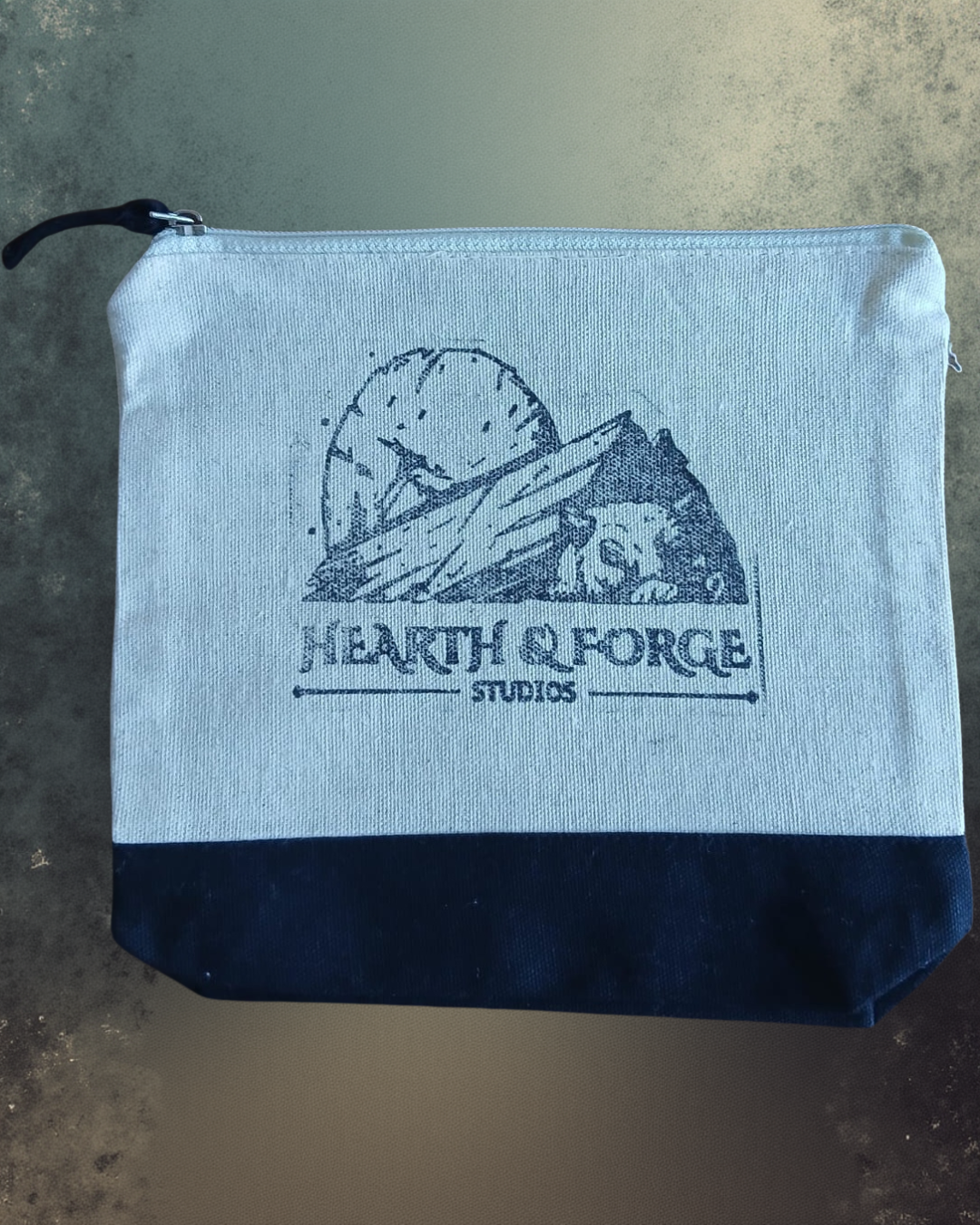 Hand-Printed Bat Cosmetic Bag Black