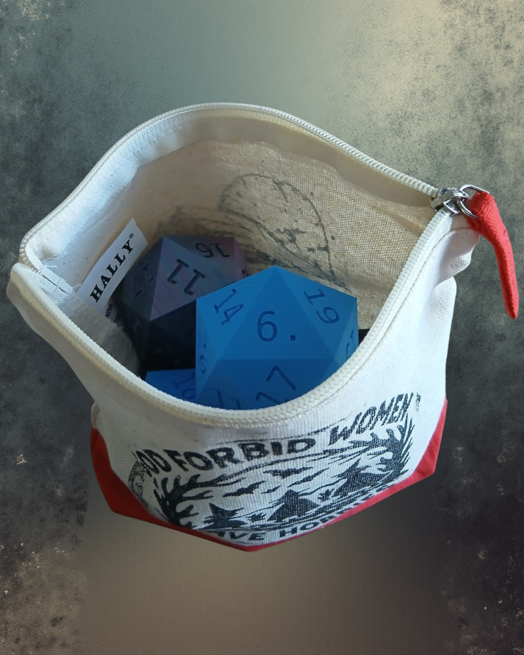 Hand-Printed Bat Cosmetic Bag Red