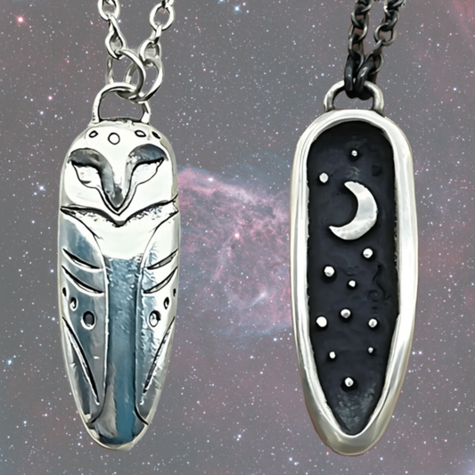 Night Owl Celestial Necklace - Reversible Moon Star Pendant