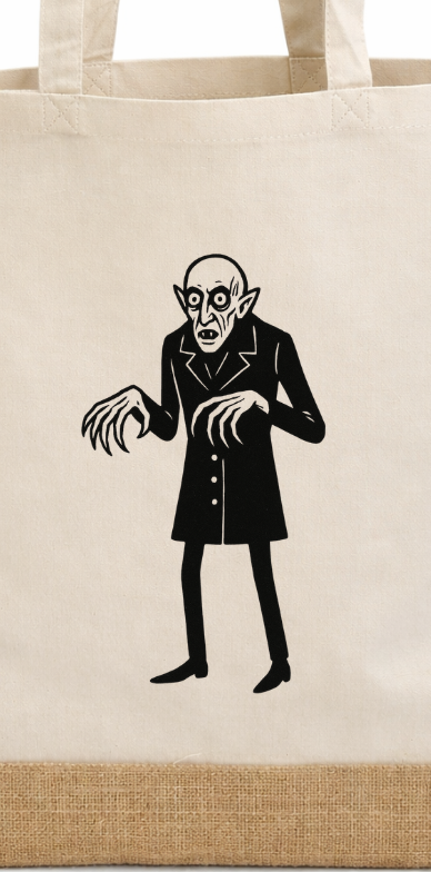 Hand-Printed Nosferatu Tote Bag