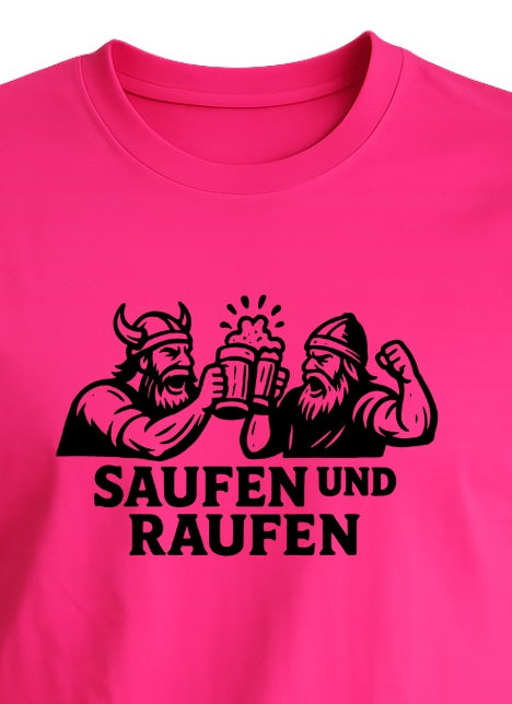 Hand-Printed "Saufen und Raufen” Viking T-Shirt