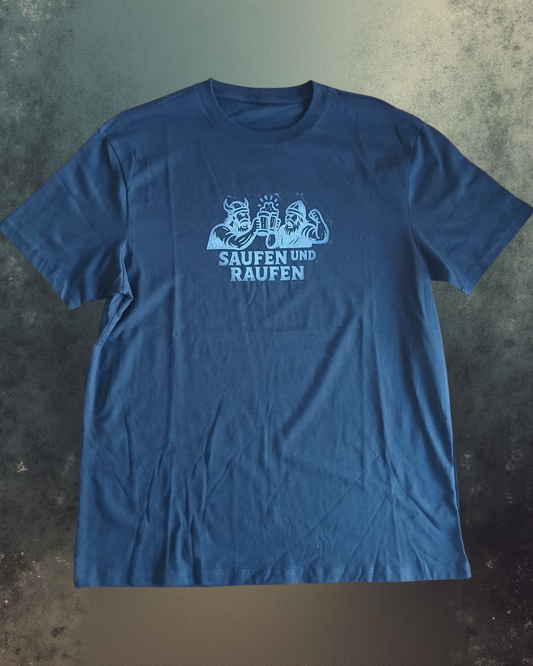 Hand-Printed "Saufen und Raufen” Viking T-Shirt