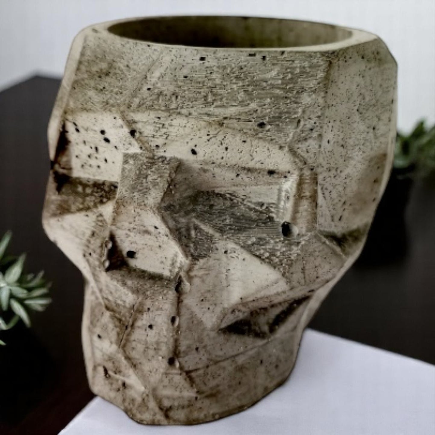 Skull Cement Planter - Mini Gothic or Upsized Weighted Pot