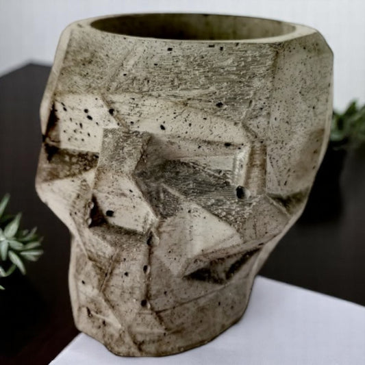 Skull Cement Planter - Mini Gothic or Upsized Weighted Pot