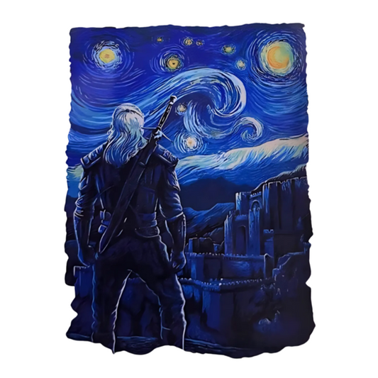Geralt Van Gogh Style Sticker - Witcher Starry Night Art