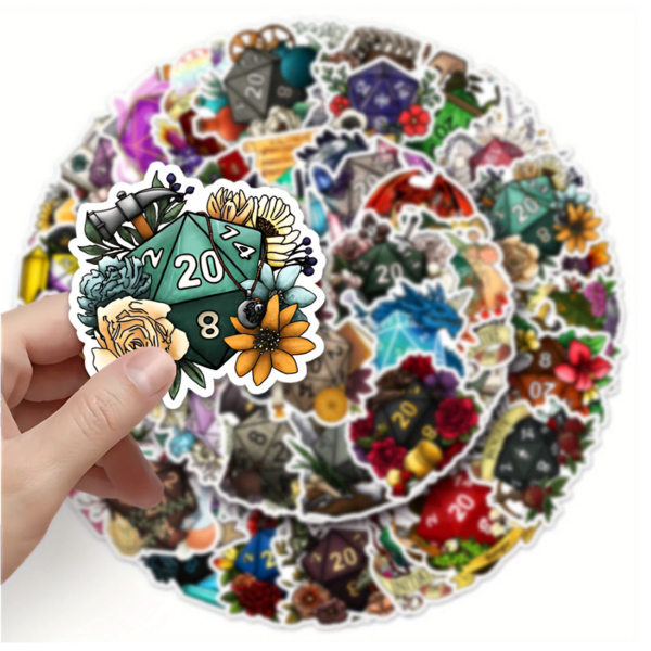 D20 Gaming Dice Stickers - RPG Fantasy Blind Pack 5 Set