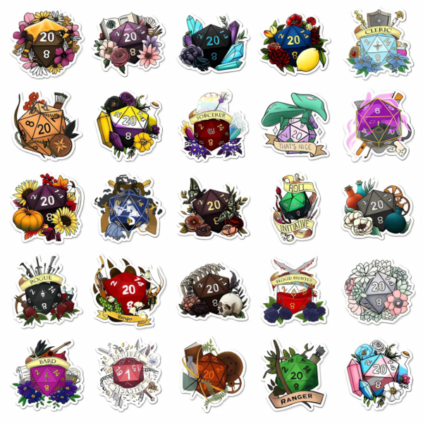 D20 Gaming Dice Stickers - RPG Fantasy Blind Pack 5 Set